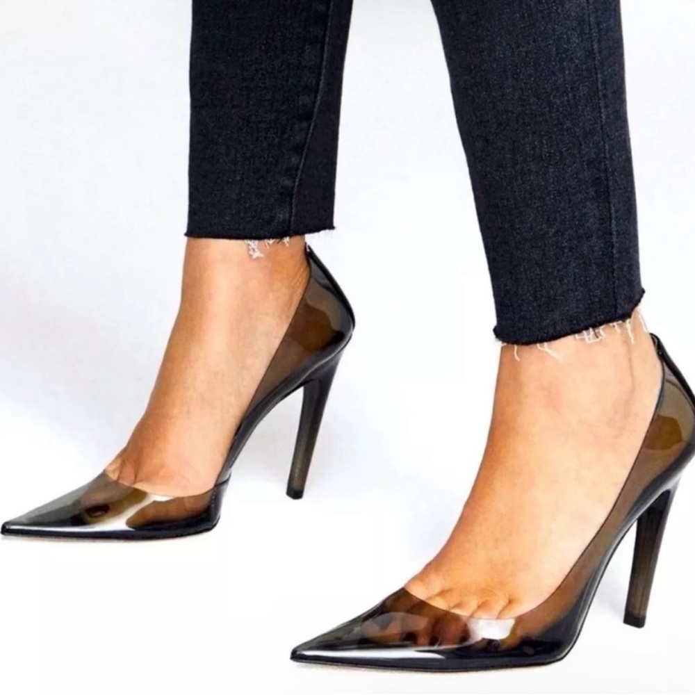 Good American CINDER-F*CKING-RELLA Heels*Smoky Clear Point Toe Shoe* Size 10